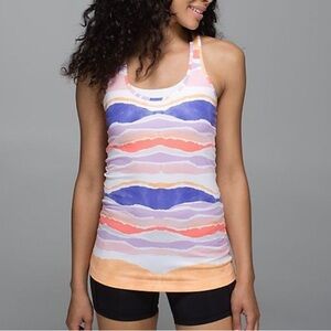 Lululemon Cool Racerback Tank Top Purple Bleacher Stripe White Pickleball Run